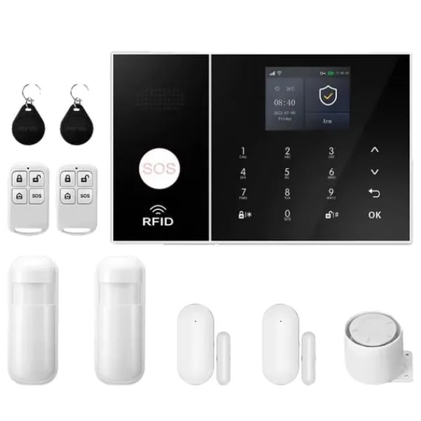 Hjemmealarmsystemer^Hjemmealarmsystem, Smart Home Integration, Real-Time Advarsler,EU Stik, 2G GSM WiFi Kit B
