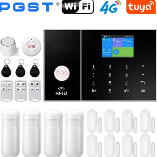 Hjemmealarmsystemer^Hjemmealarmsystem, trådløs forbindelse, mobilappkontrol,EU stik, E-4G