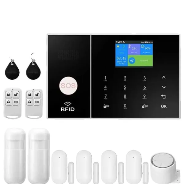 New Hjemmealarmsystem, trådløs forbindelse, mobilappkontrol,EU stik, C-4G Hjemmealarmsystemer