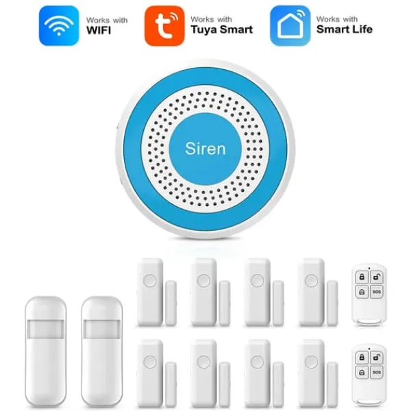 Clearance Hjemmealarmsystem, Trådløs opsætning, Smart app kontrol,A519W-H Hjemmealarmsystemer