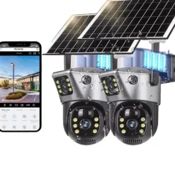 Clearance Hjemmesikkerhed Solkamera, 8MP HD Opløsning, Dobbelt Linse Design, 2 Stk WIFI Solkamera Sikkerhedsmonitorer & Videokameraer