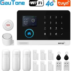 Hjemmealarmsystemer^Hjemmesikkerhedsalarm System, WiFi Kontrol, Stemmesupport Kompatibel,EU-stik-b, D