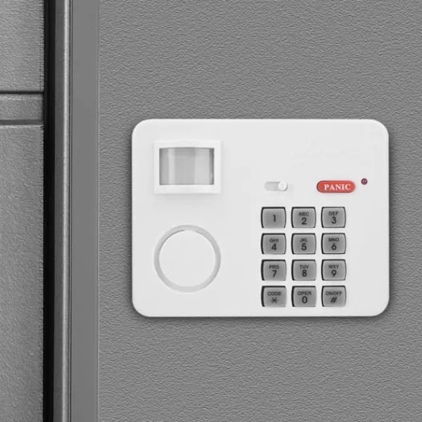 Hjemmealarmsystemer^Hjemmesikkerhedsalarmsystem med trådløs PIR-bevægelsessensor og fjernbetjening med tastatur