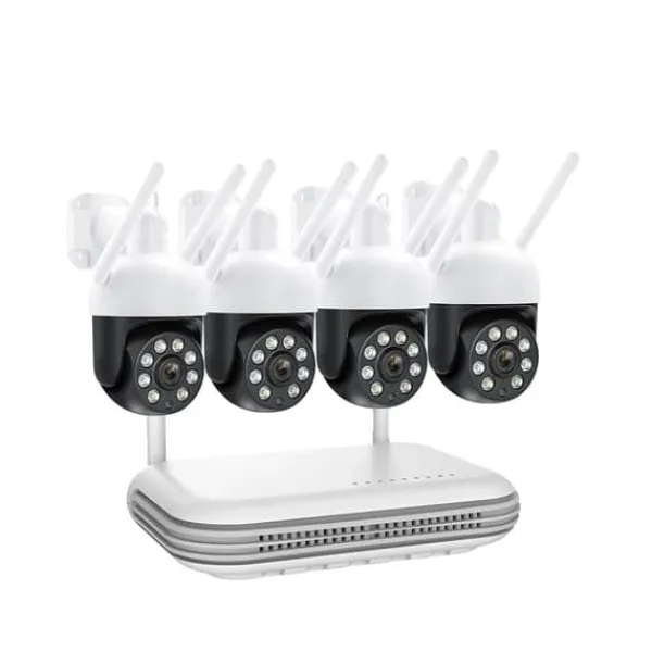 Outlet Hjemmesikkerhedskamera, PTZ trådløst overvågningskamera, 4MP HD opløsning, intelligent detektion, 8CH NVR 4 kamera Sikkerhedsmonitorer & Videokameraer