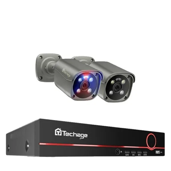 Hot Hjemmesikkerhedskamera system, AI menneskedetektion, tovejskommunikation,Ingen indbygget HDD, 8CH 2PCS 8MP KAMERA Sikkerhedsmonitorer & Videokameraer