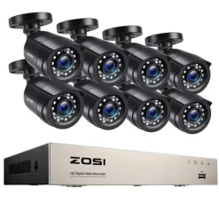 Discount Hjemmesikkerhedssystem, H265+ DVR, Natvision,8CH DVR med 8 kameraer-a, 1T Sikkerhedsmonitorer & Videokameraer