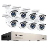 Sikkerhedsmonitorer & Videokameraer^Hjemmesikkerhedssystem, H265+ DVR, Natvision,1T, 8CH DVR med 8 kameraer