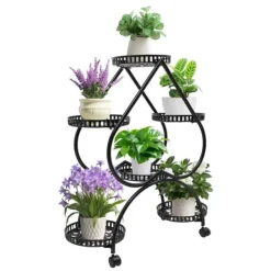 Hjerteformet plantestativ - Blomsterstativ - 6 hylder - Jern - 4 hjul (2 med bremse) - 7,5 kg pr. hylde Plantestativer