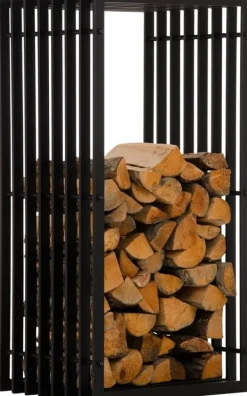 Outlet Håndlavet KaminhoodTrek - Firewood Storage - Holdbart metal, stilfuld sort finish | Størrelse: 40x50x100 cm Tilbehør Til Brændeovne & Pejse