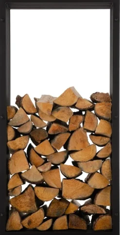 Outlet Håndlavet KaminhoodTrek - Firewood Storage - Holdbart metal, stilfuld sort finish | Størrelse: 40x50x100 cm Tilbehør Til Brændeovne & Pejse