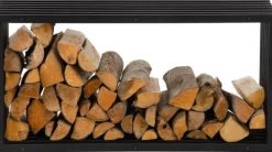Outlet Håndlavet KaminhoodTrek - Firewood Storage - Holdbart metal, stilfuld sort finish | Størrelse: 40x50x100 cm Tilbehør Til Brændeovne & Pejse