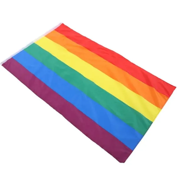 Hot Håndviftende Regnbueflag Banner Polyester Gay Pride Lesbisk Flag med Øjer Flag & Vindposer