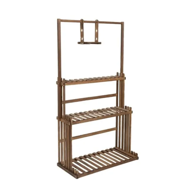 Plantestativer^Hængende Planteholder, 3-Niveau Design, 20kg Kapacitet,Træ