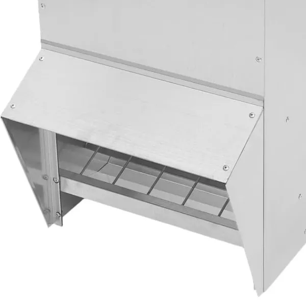 Clearance Hønsefoderautomat i metal - Fjerkræ fodertrug - Med låg - Til høns og ænder - Sølv Til Fugle & Småvildt