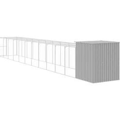 Til Fugle & Småvildt^Hønsehus med løbegård - Galvaniseret stål | Farve: Lysegrå | Størrelse: 165x127x181 cm