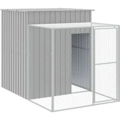 Til Fugle & Småvildt^Hønsehus med løbegård - Galvaniseret stål | Farve: Lysegrå | Størrelse: 165x127x181 cm