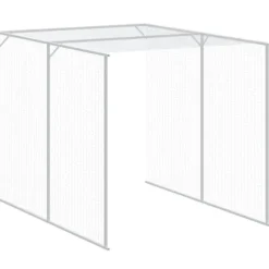 Til Fugle & Småvildt^Hønsehus med løbegård - Galvaniseret stål | Farve: Lysegrå | Størrelse: 165x127x181 cm