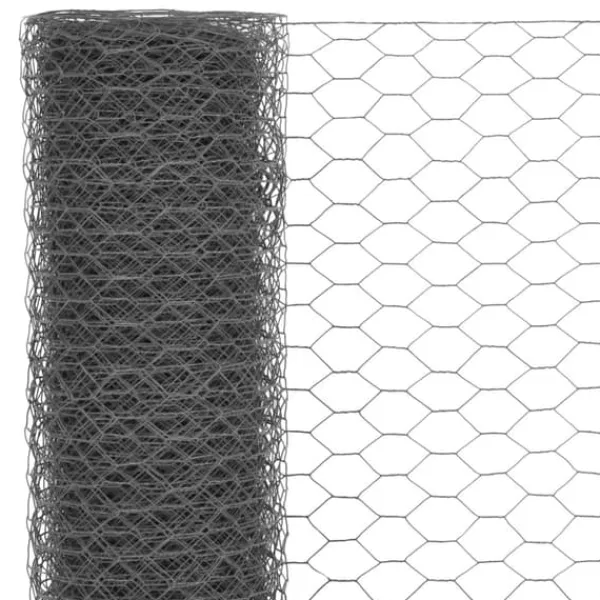 Outlet Hønsenet i stål med PVC-belægning til hegn, volierer & bur | Størrelse: 25 x 1,5 m | Farve: Grå Til Fugle & Småvildt