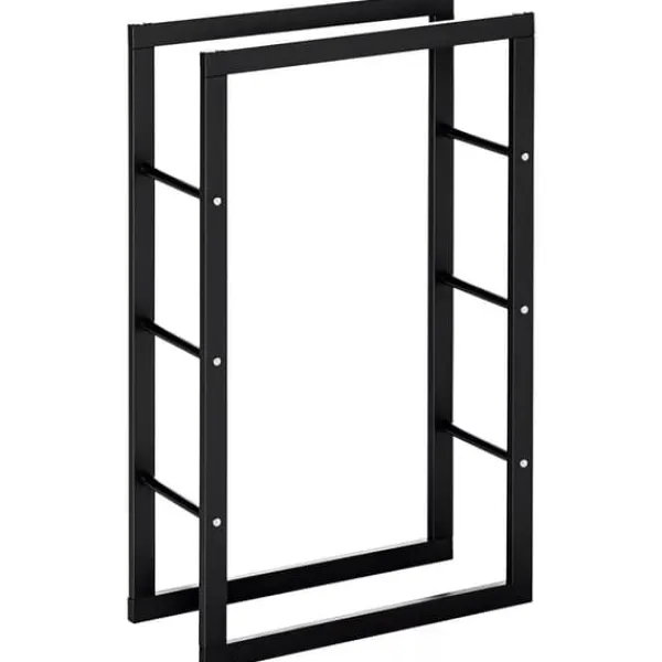 Tilbehør Til Brændeovne & Pejse^HOMCOM Brændestativ - Sort Metal, L60 x B25 x H100 cm, op til 100 kg