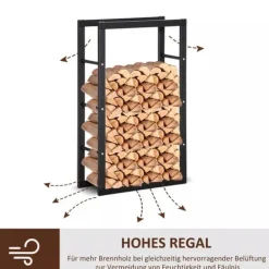 Tilbehør Til Brændeovne & Pejse^HOMCOM Brændestativ - Sort Metal, L60 x B25 x H100 cm, op til 100 kg