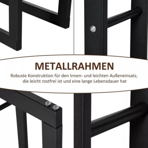 Tilbehør Til Brændeovne & Pejse^HOMCOM Brændestativ - Sort Metal, L60 x B25 x H100 cm, op til 100 kg