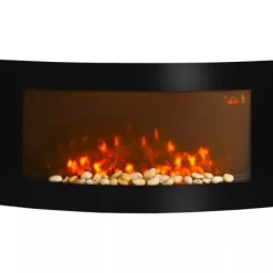 Pejse^HOMCOM Elektrisk Vægpejs - Sort Metal og Sikkerhedsglas - 89,2 x 13,5 x 48cm