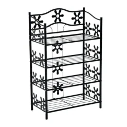 Online HOMCOM Plantestativ i Metal, 4 Etager, Sort, 59,5x30x92cm Plantestativer
