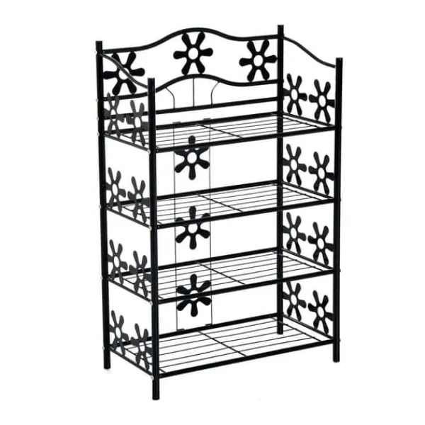 Online HOMCOM Plantestativ i Metal, 4 Etager, Sort, 59,5x30x92cm Plantestativer