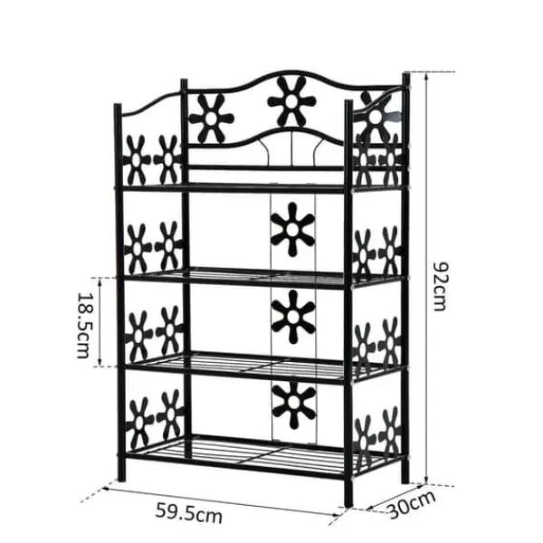 Online HOMCOM Plantestativ i Metal, 4 Etager, Sort, 59,5x30x92cm Plantestativer