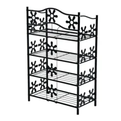 Online HOMCOM Plantestativ i Metal, 4 Etager, Sort, 59,5x30x92cm Plantestativer