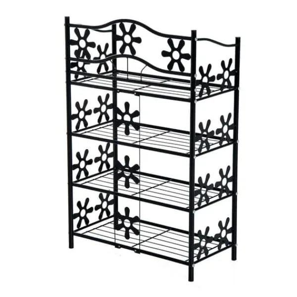 Online HOMCOM Plantestativ i Metal, 4 Etager, Sort, 59,5x30x92cm Plantestativer