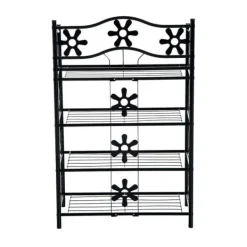 Online HOMCOM Plantestativ i Metal, 4 Etager, Sort, 59,5x30x92cm Plantestativer