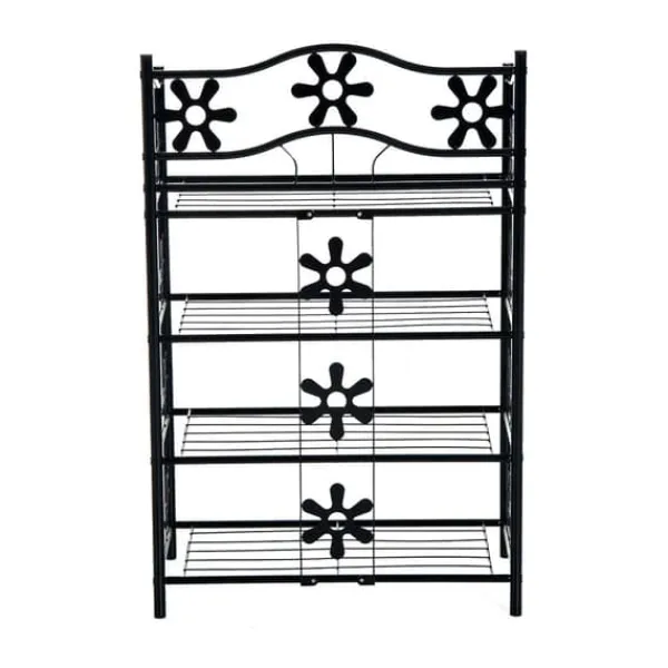 Online HOMCOM Plantestativ i Metal, 4 Etager, Sort, 59,5x30x92cm Plantestativer