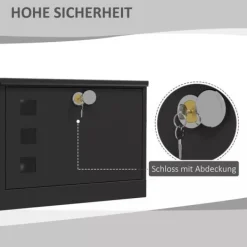 Postkasser & Brevindkast^HOMCOM Postkasse Sort Metal M. Aviskasse Vindue 36,5x11,5x29cm