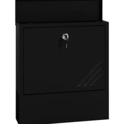 Discount HOMCOM Vægmonteret Postkasse i Mørkegrå Metal – Låsbar til Udendørs Brug, 30 x 8,5 x 32,5 cm Postkasser & Brevindkast