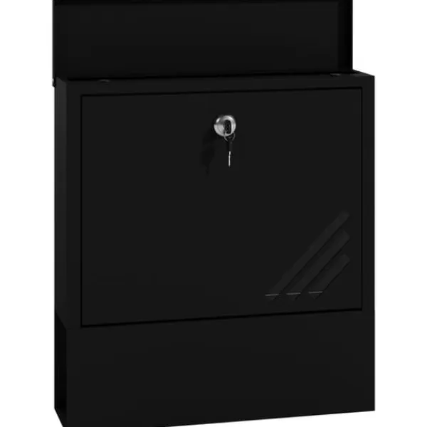 Discount HOMCOM Vægmonteret Postkasse i Mørkegrå Metal – Låsbar til Udendørs Brug, 30 x 8,5 x 32,5 cm Postkasser & Brevindkast