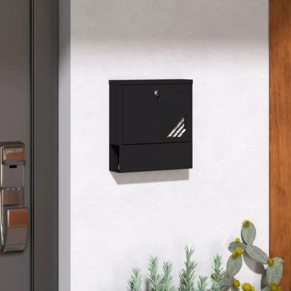 Discount HOMCOM Vægmonteret Postkasse i Mørkegrå Metal – Låsbar til Udendørs Brug, 30 x 8,5 x 32,5 cm Postkasser & Brevindkast