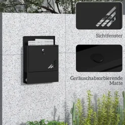 Discount HOMCOM Vægmonteret Postkasse i Mørkegrå Metal – Låsbar til Udendørs Brug, 30 x 8,5 x 32,5 cm Postkasser & Brevindkast
