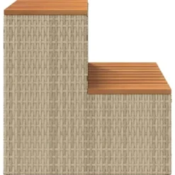 Pool- & Spatilbehør^Hot Tub Trin i Polyrattan og Akacietræ - Sikker Ind- og Udstigning | Farve: Beige | Størrelse: 50x50x50,5 cm