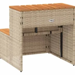 Pool- & Spatilbehør^Hot Tub Trin i Polyrattan og Akacietræ - Sikker Ind- og Udstigning | Farve: Beige | Størrelse: 50x50x50,5 cm