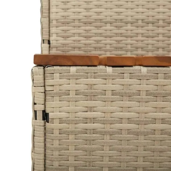 Pool- & Spatilbehør^Hot Tub Trin i Polyrattan og Akacietræ - Sikker Ind- og Udstigning | Farve: Beige | Størrelse: 50x50x50,5 cm