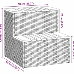 Pool- & Spatilbehør^Hot Tub Trin i Polyrattan og Akacietræ - Sikker Ind- og Udstigning | Farve: Beige | Størrelse: 50x50x50,5 cm