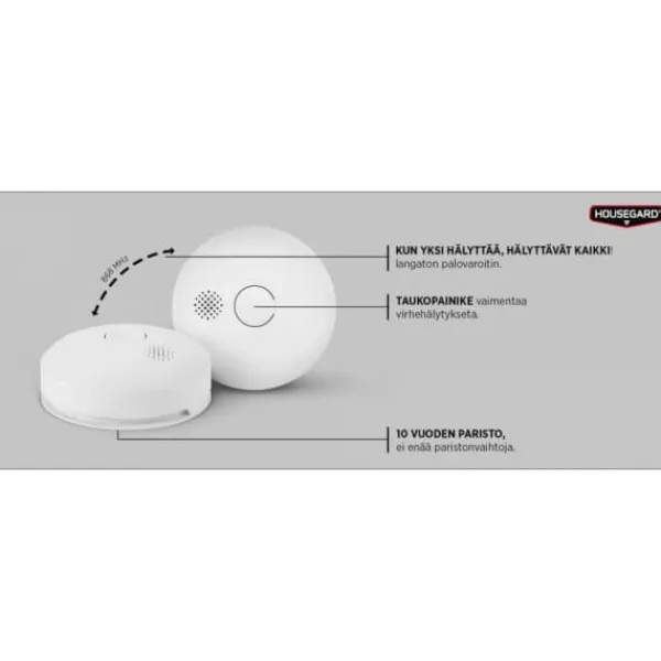 New Housegard Luma trådløs røgdetektor, 2-pak Brandalarm