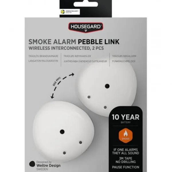Brandalarm^Housegard Pebble Link trådløs brandalarm, 2 stk.