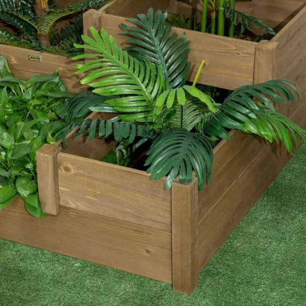 Outlet Hævet grøntsagsbed, Fyrretræ, 122 cm længde, 122 cm bredde, 51 cm højde, Multi-niveau design Plantningsbænke