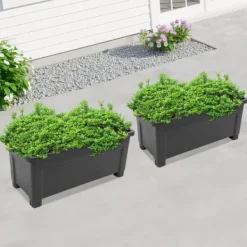 Plantningsbænke^Hævet Havebed, Materiale: PP og Gummi, Dimensioner: 75*34,5*65,5 cm, Form: Rektangulær, Belastningskapacitet: 25 kg, Antal varer: 2