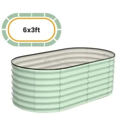 Krukker & Plantebeholdere^Hævet Havebed, Oval Galvaniseret Metal Konstruktion, Alsidige Plantemuligheder,Grøn 6x3x2 FT