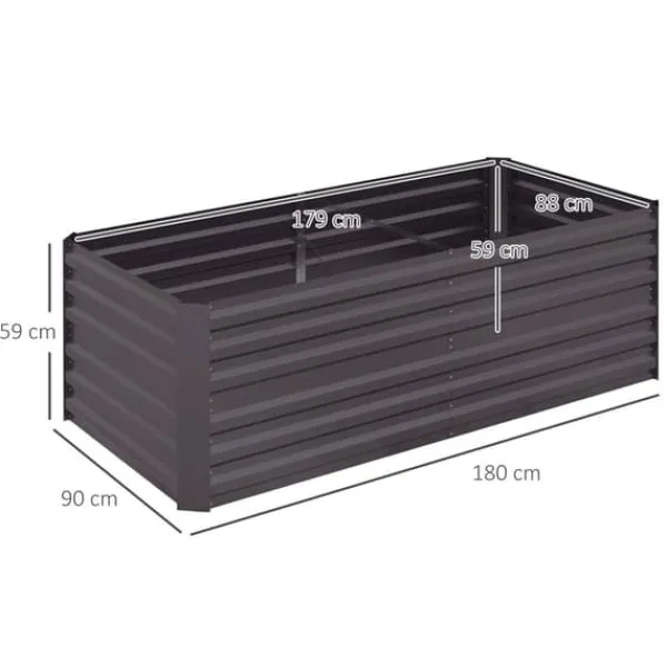 New Hævet Havebed, 180x90x59 cm, Mørkegrå Plantningsbænke