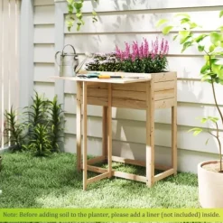 Plantningsbænke^Hævet Havebed, 63x34x74 cm, Naturlig