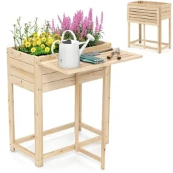 Plantningsbænke^Hævet Havebed, 63x34x74 cm, Naturlig